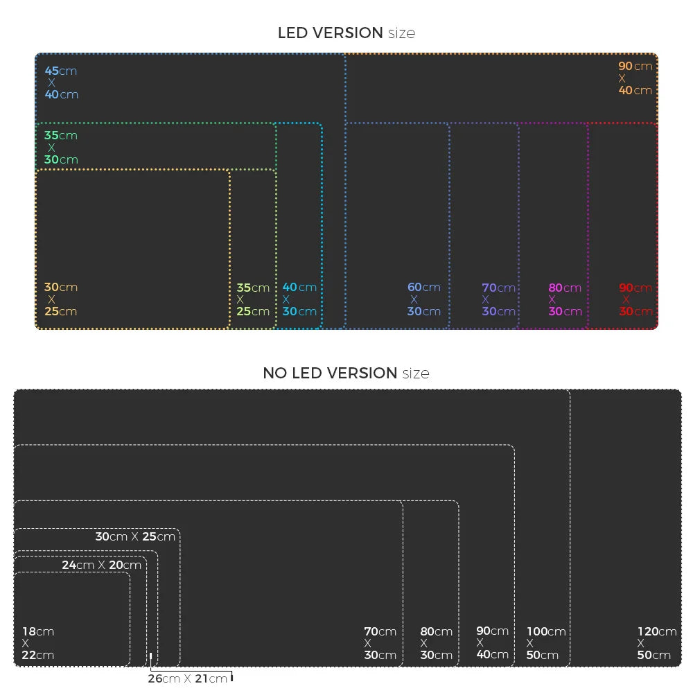 RGB LED Gaming Mouse Pad — 10 Sizes