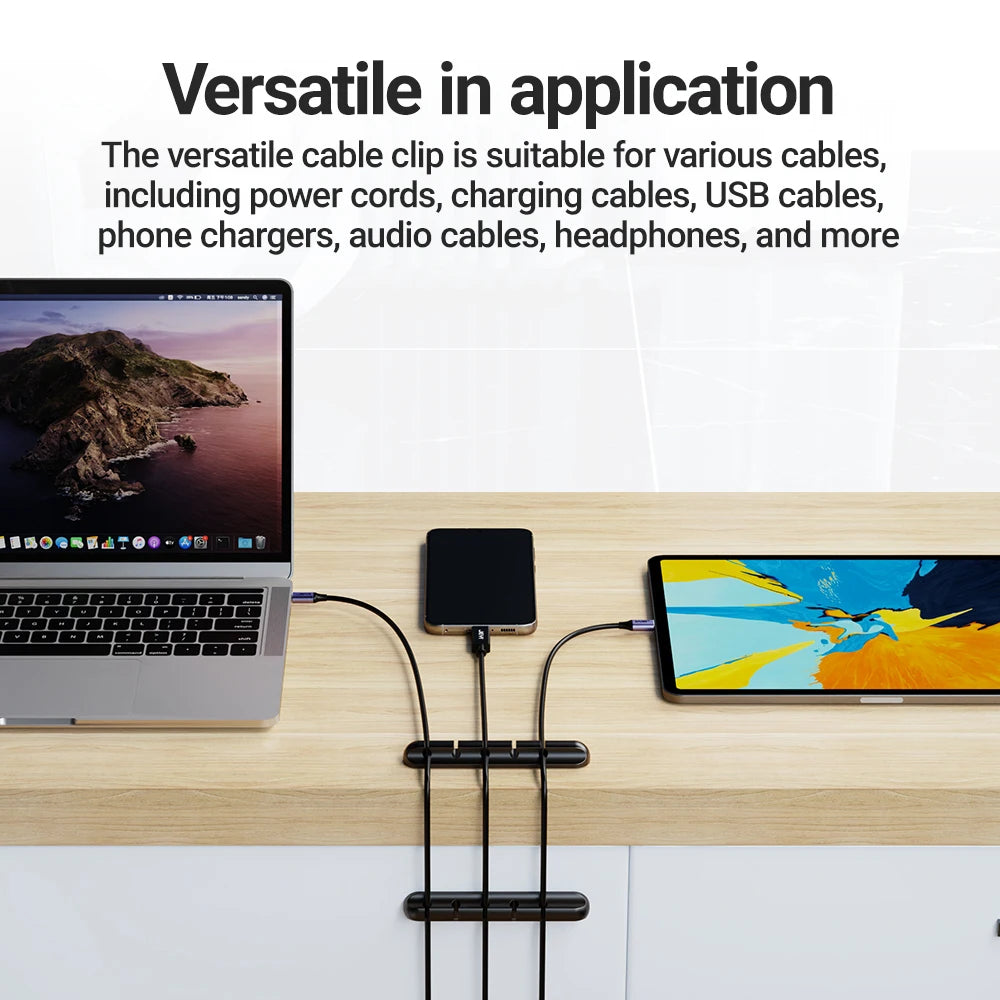 Cable Management Clips — Desk Organizer