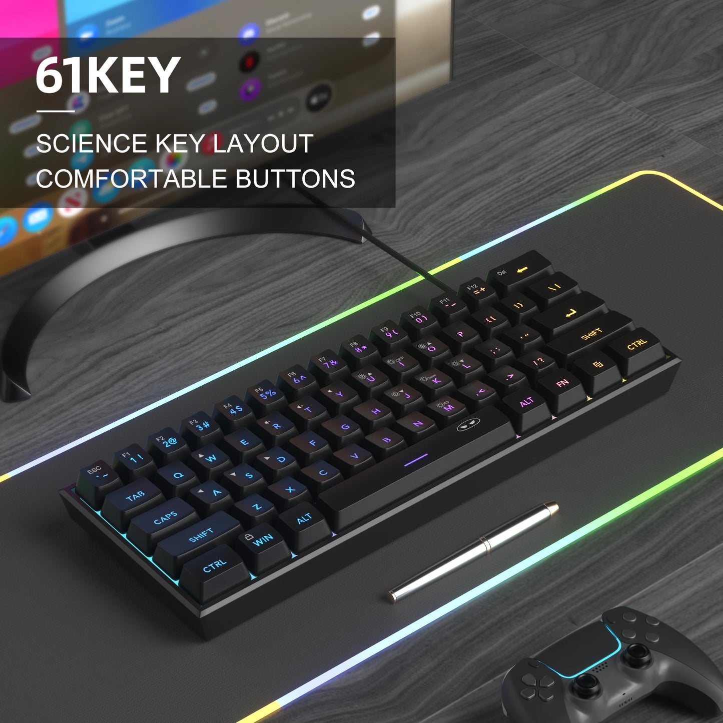 Mini 60% RGB Gaming Keyboard — Compact & Colorful