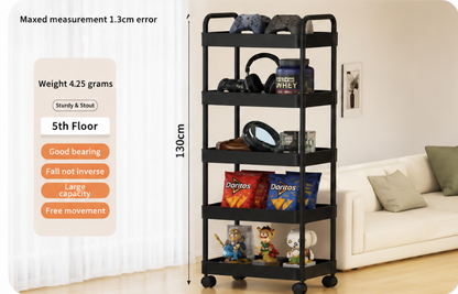 5-layer Kitchen Storage Shelf,mobile Trolley,floor Standing Multi-layer Storage Rack,For Bookshelf,snacks, fruits and Vegetables