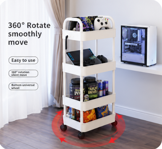 5-layer Kitchen Storage Shelf,mobile Trolley,floor Standing Multi-layer Storage Rack,For Bookshelf,snacks, fruits and Vegetables