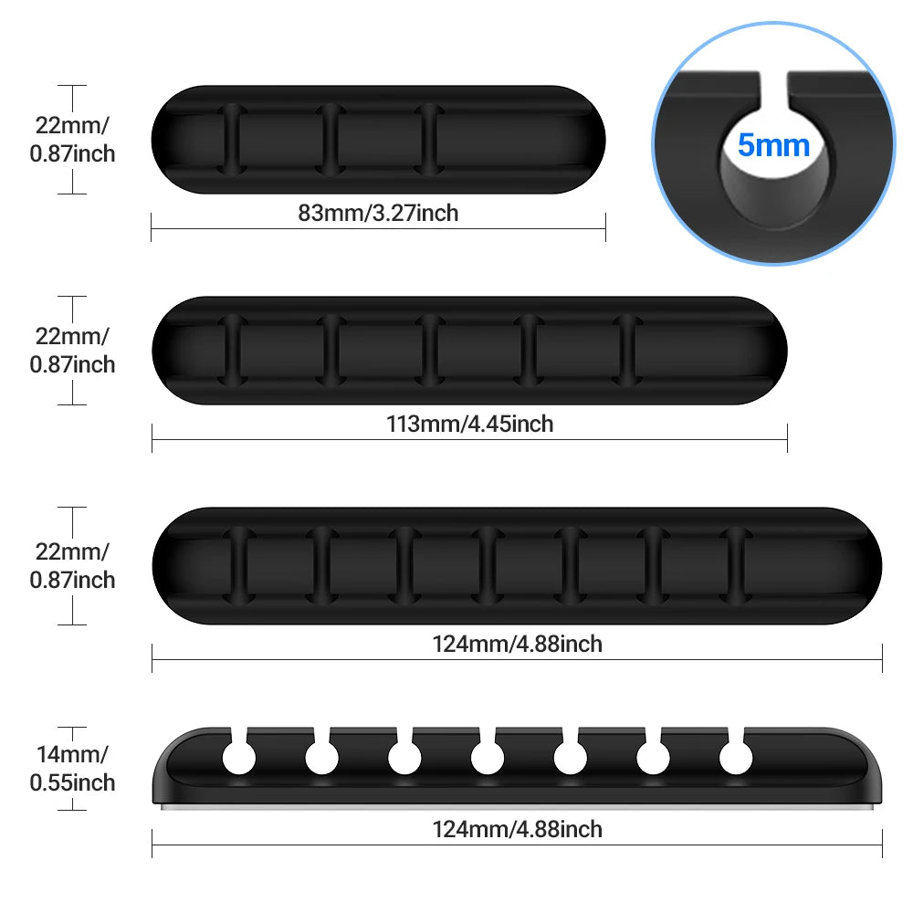 Cable Management Clips — Desk Organizer