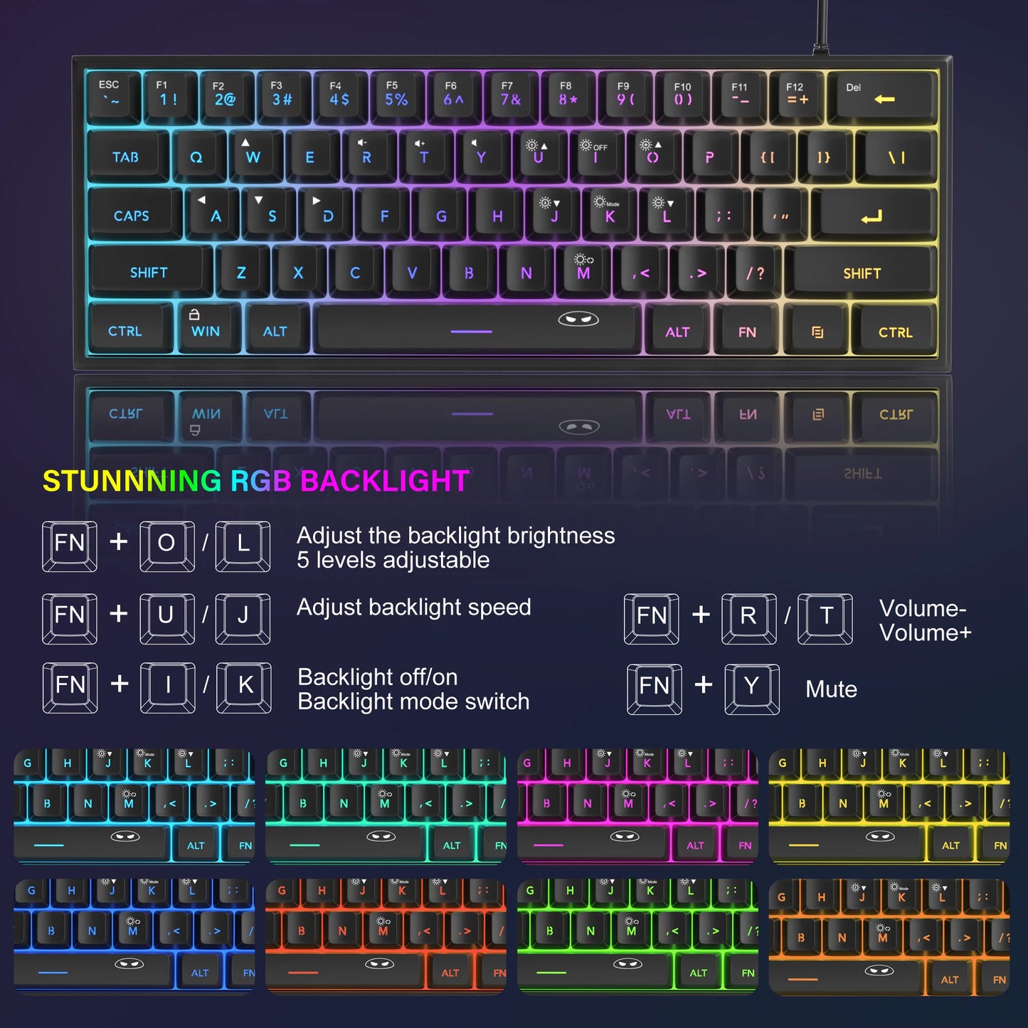 Mini 60% RGB Gaming Keyboard — Compact & Colorful